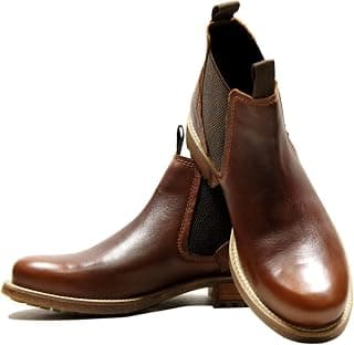 Hx London Leather Men Brown Sturdy Plain Chelsea Boot