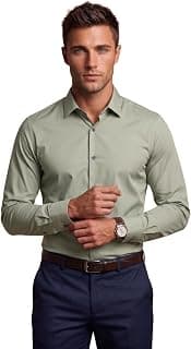 Louis Philippe Men’s Slim Fit Bamboo Blend Sustainable Stretch Young Formal Shirt