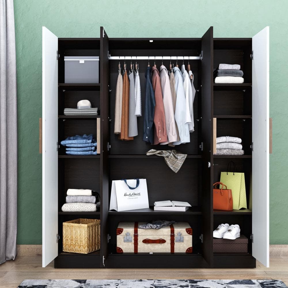Wakefit Wardrobe for Bedroom | 1 Yr Warranty | Cupboard for Bedroom, Almirah, Wooden Wardrobe, Multi-Shelves Storage with 1 Hanger, Density:680–750 kg/m³, Free Installation (Irena- Frosrt White)