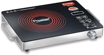 Prestige PIRC 1.0 2200 Watts Infrared Cooktop | Preset Indian Menu Options & Timer | Compatible With Any Metal Cookware With Flat Bottom | Easy to clean | Portable | Black | 1Y Warranty | BIS