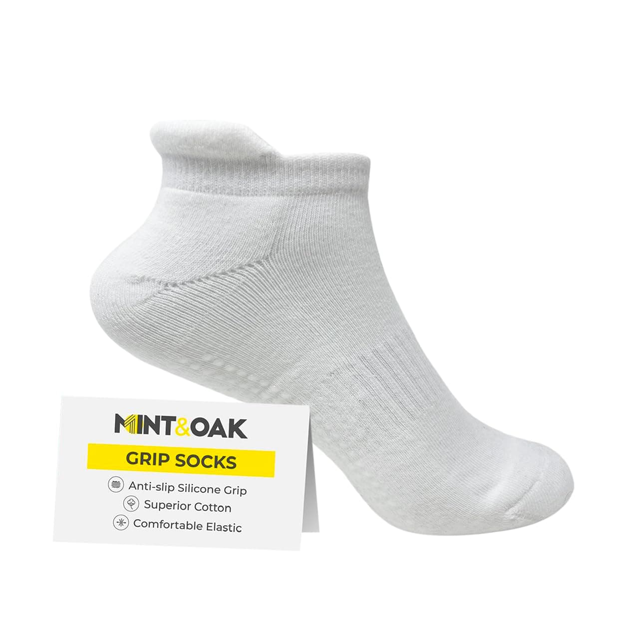 Mint & Oak Grip Socks for Men & Women, Ankle Cotton Anti Slip Socks Ideal for Yoga, Pilates, Elderly Care/Senior Citizen, Walking, Home.