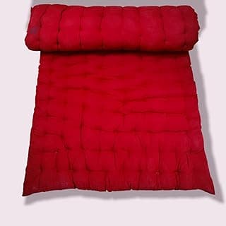 ATOOTFUSION Soft Cotton Solid Color Quilt | Foldable Light Weight Filled Single Firm Cotton Quilt Mattress| Gadda (Solid Coloured, 1 Sleeping Capacity, 3 x 6 ft or 72 x 36 Inches) (Maroon)