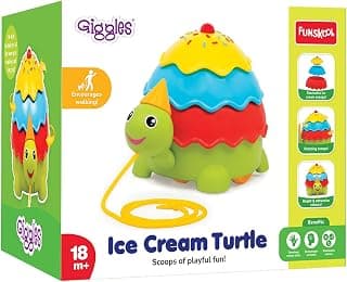 Giggles Funskool Pull Along Turtle, Activity & Learning Toy for Babies, Toddlers, for Baby Boys & Girls, Encourage Walking, Improve Balance, Multicolour, Gift Set for Kids, Ages 18+ Months