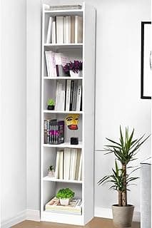 ABOUT SPACE 6 Tier Book Shelf for Home Library 6ft with Assembly,Cabinet For Storage,White Bookshelves for Living Room Display Stand Book Rack For Office,Kitchen,Bedroom(33x24x180cm - Engineered Wood)