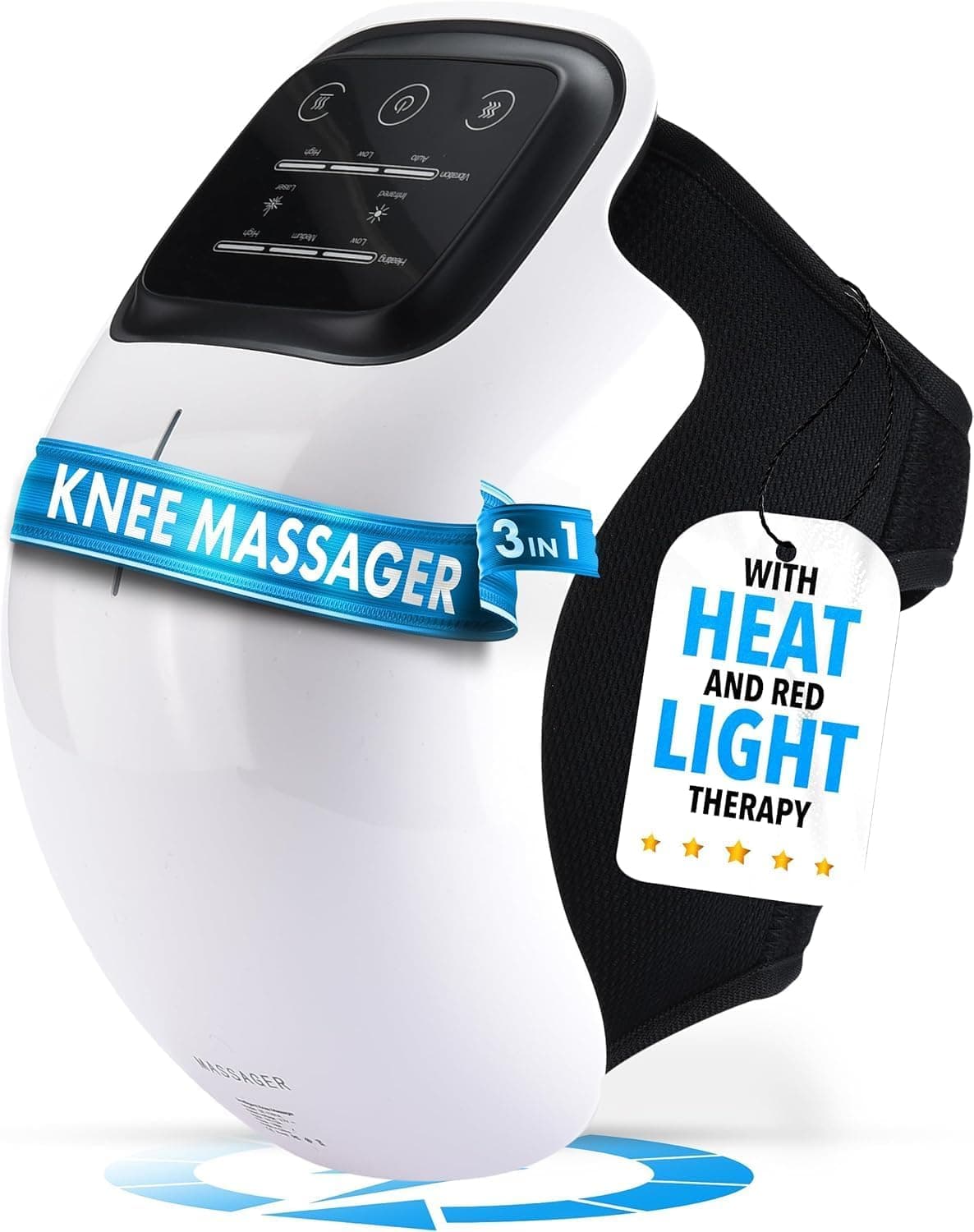 Sellastic Knee Massager for Joint Pain Relief, 3 Heating & 3 Vibration Mode, Adjustable Strap, Red Light Therapy Physiotherapy Massage Machine - 1 Year Warranty
