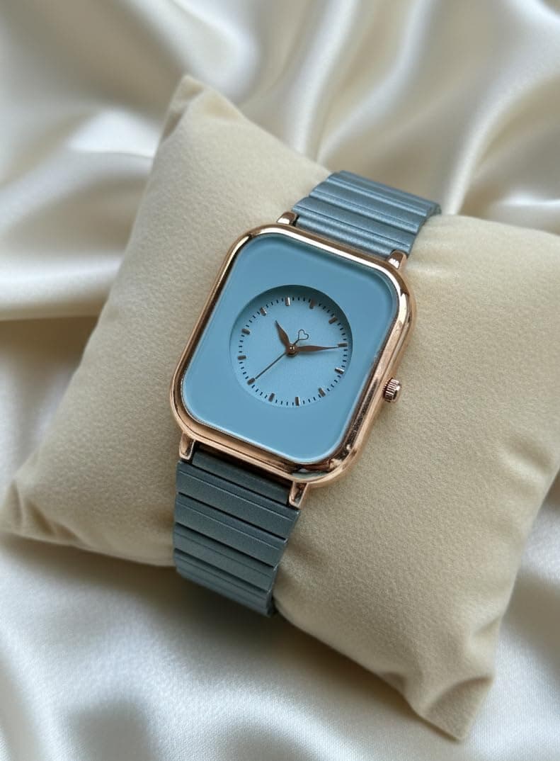 Premium Rose Gold Square Analog Watch for Women & Girls | Stylish Stainless Steel Strap | Elegant Heart Second Hand | Trendy Ladies Wrist Watch under 500 | Square Case Design | Perfect for Casual | Affordable Fashion Watch for Girls