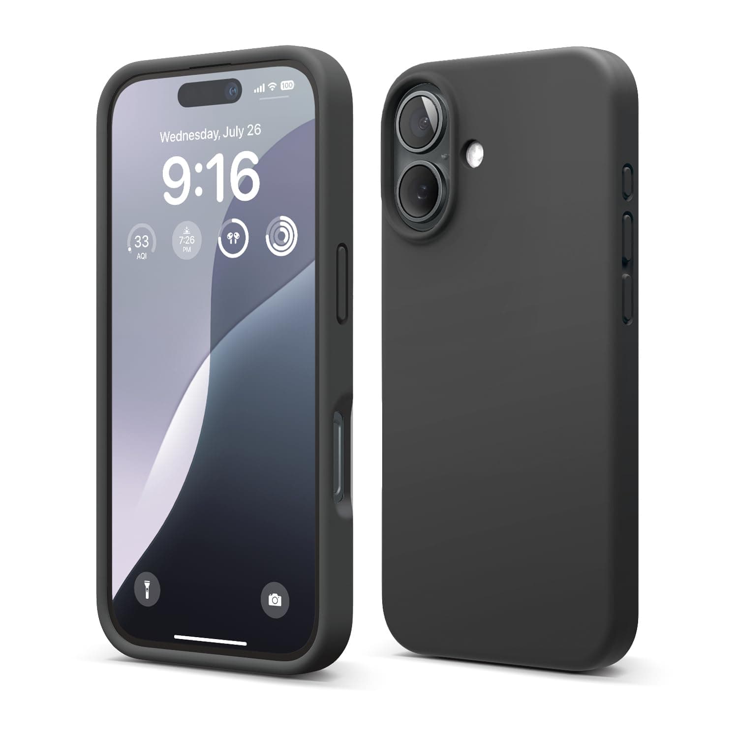 elago Compatible with iPhone 16 Case, Premium Liquid Silicone Case, Full Body Protective Cover, Shockproof, Slim Phone Case, Anti-Scratch Soft Microfiber Lining, 6.1 inch (Black)