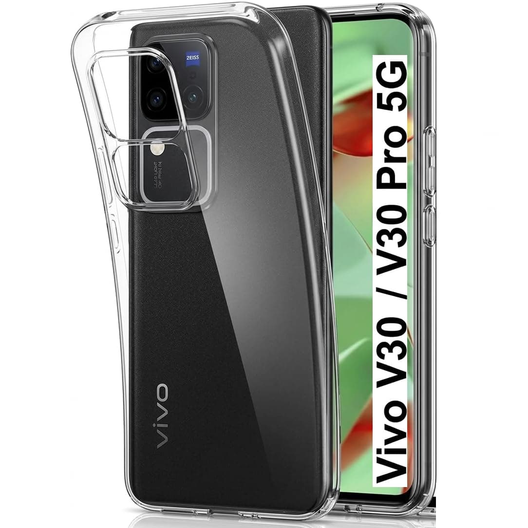 JANAK RAJ Soft Crystal Clear Back Case Cover Compatible with Vivo V30 / V30 Pro 5G | 100% Transparent Shockproof Silicone 360 Protective Design - Clear