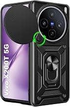 TheGiftKart Tough Armor Bumper Back Cover Case for Vivo X200T 5G | Kickstand & Ring Holder | 360 Degree Protection Back Cover Case for Vivo X200T 5G (PC & TPU, Rotating Camera Cover, Black)