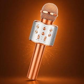 Wireless Bluetooth Kids Karaoke Microphone with Speaker | Rechargeable Singing Mic with LED Lights, Voice Effects & Music Player | Portable Karaoke Toy for Boys Girls Age 3-12 Years
