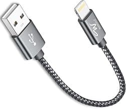 Wayona Nylon Braided Lightning Short Power Bank Charging Cable with Data sync and Carplay support for iPhones, iPad Air, iPad Mini, iPod Nano and iPod Touch (0.25M Short Cable, Grey)