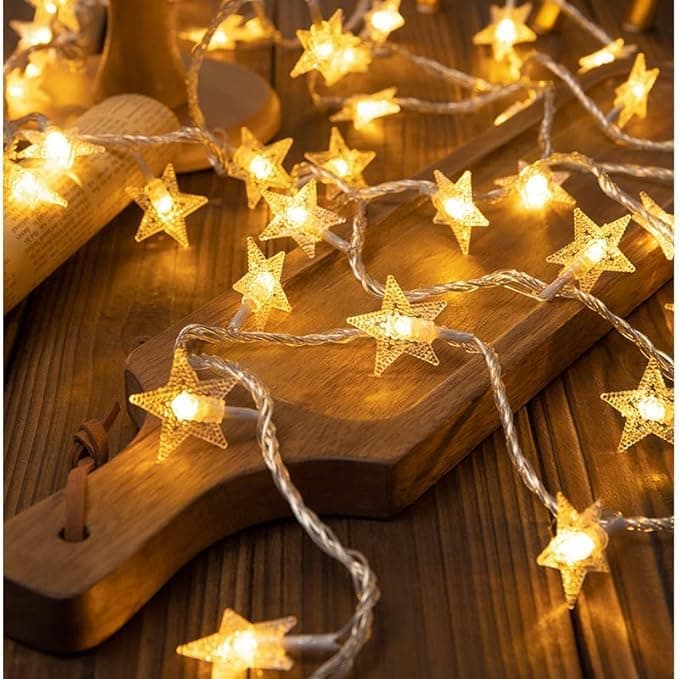 fizzytech Star LED String Lights, 60 LED 12 Meter Warm White Copper Wire Fairy Lights for Window, Wall, Garden, Diwali, Christmas, Wedding and Home Decoration