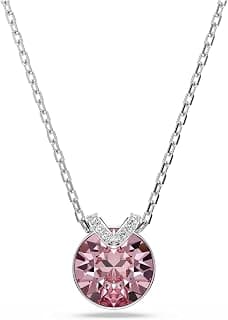 Swarovski Bella V pendant, Round cut, Pink, Rhodium top coat