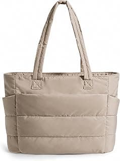 Tressential Puffer Tote Bag for Women, Lightweight, 20L Capacity with 15.6 inch Laptop Compartment, Side Pockets, Office, College and Travel