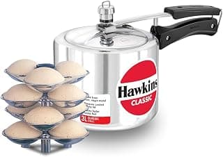 Hawkins Classic 3 Litre Pressure Cooker with Idli Stand, Cooker with Mini Idli Stand for making 12 Mini Idlis (CL3T + ID12S)