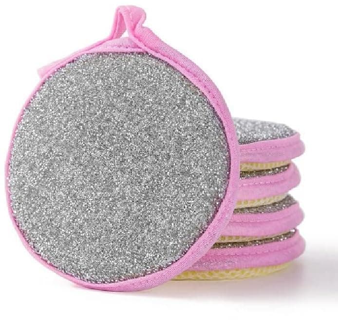 HSR Dish Sponges, Double Sided Non-Scratch Scrub Cleaning Sponges, Rough Scrubbers Side for Non-Stick Cookware, Soft Microfiber Scrub Side for Dishes (Pack of 5)