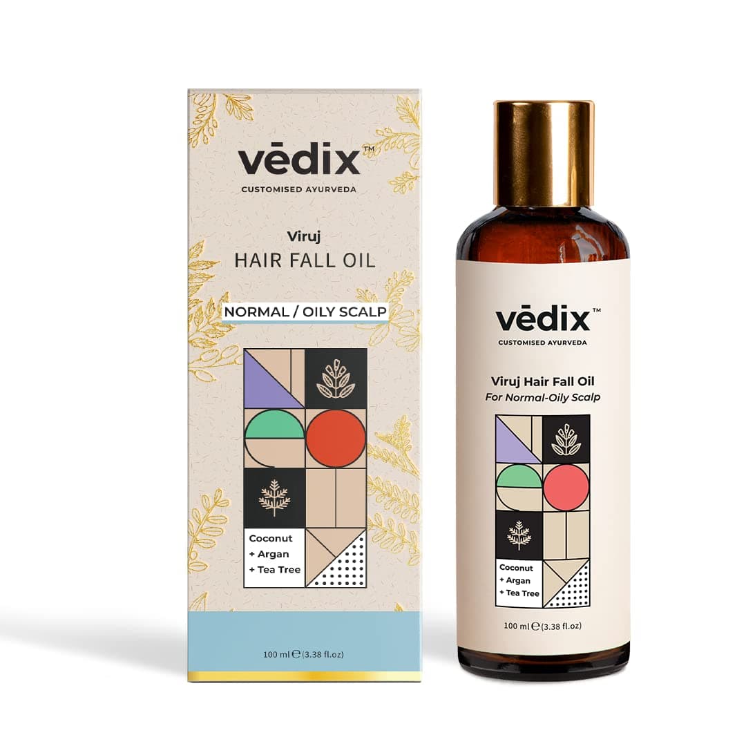 Vedix Customised Ayurvedic Hair Fall Oil | Viruj Hair Fall Oil | For Normal-Oily Scalp| With Coconut + Argan + Tea Tree | For Reducing Hair Fall | For Hair Growth | -100ml