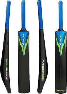 Boldfit MasterStrike Plastic Cricket Bat Full Size Durable Bats for Tennis & Wind Ball Lightweight Adult & Teen Tournament Match Bat, Blue Green, Size 8
