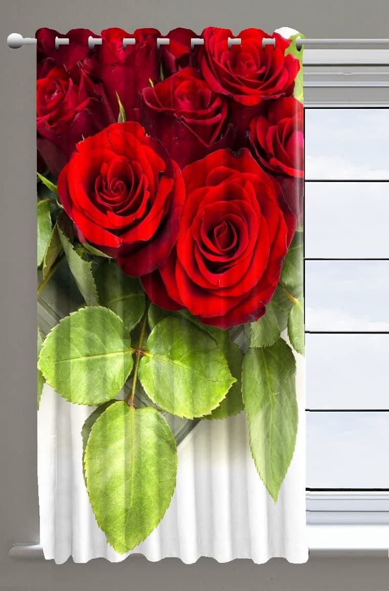 EXOTICE 3D Digital Flower Printed Curtains for Window Door & Long Door Living Room Kids Home Polyester Knitting Multicolor Curtain for Bedroom for Kitchan Size 4X5 feet Pack of 1