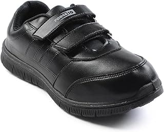 Liberty Force 10 School Shoes for Kids Boys & Girls - Black & White | Comfortable School Shoes | Lightweight & Durable | Easy Slip-On & Velcro Closure