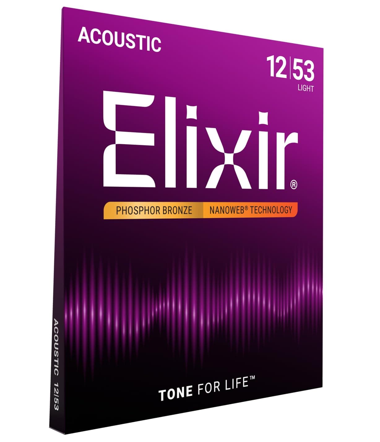 Elixir Strings Acoustic Phosphor Bronze Strings NANOWEB Coating, 6-String, Light