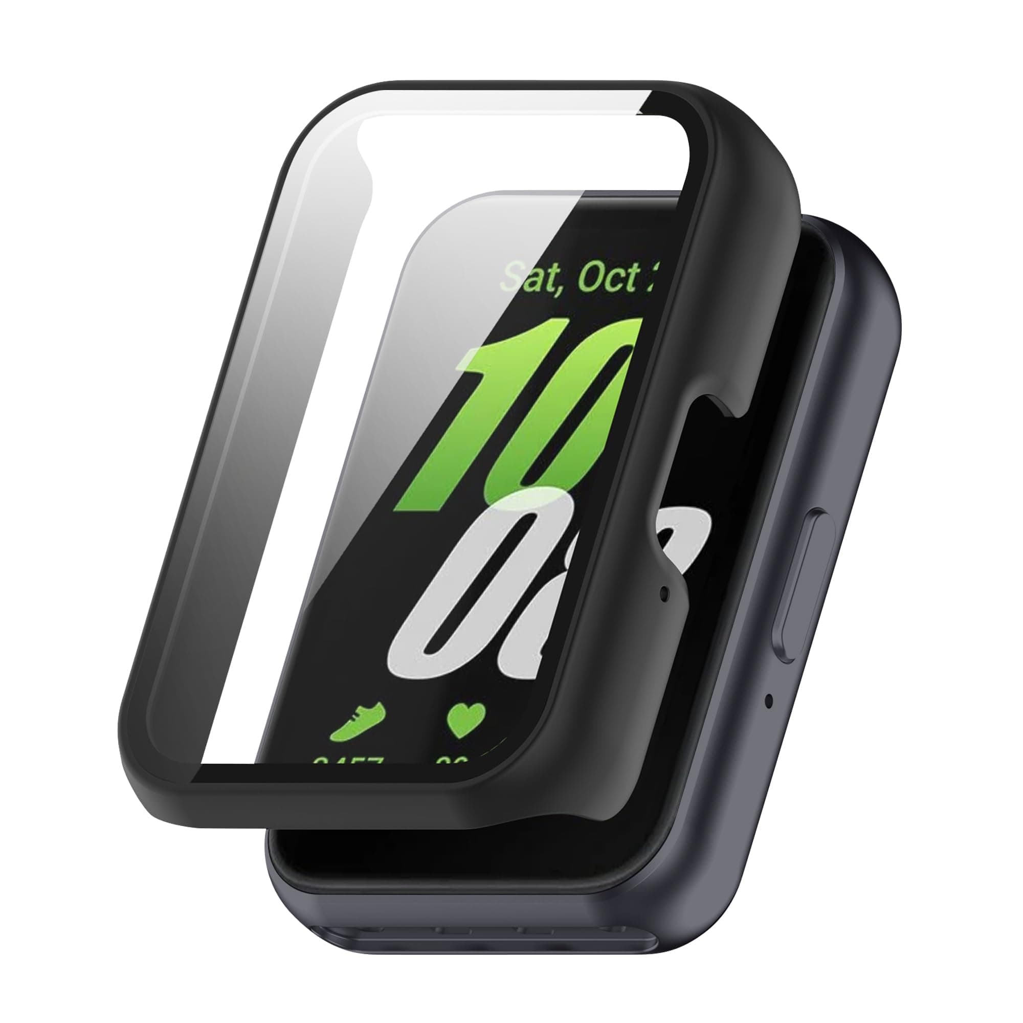 VEMIGON Hard PC Protective Case Compatible with Samsung Galaxy Fit 3 Smart Watch, Matte Slim Guard Bumper Cover with Built-in HD Full Coverage Screen Protector - Black