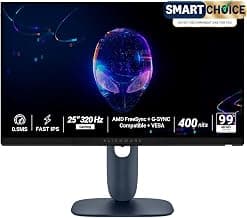 Alienware AW2525HM 25" Gaming Monitor (SmartChoice)|FHD 320Hz Fast IPS|0.5ms GTG|NVIDIA G-Sync+AMD FreeSync Premium|Esports Grade Gameplay|Height Tilt Swivel Pivot|400nits|Sleek Black Design|DP+HDMI