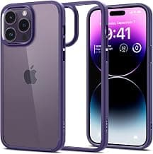 Spigen Ultra Hybrid Back Cover Case for iPhone 14 Pro Max, Durable Hybrid Structure, Air Cushion Technology - Polycarbonate + TPU | Deep Purple