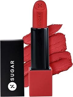 SUGAR Cosmetics Glide Peptide Serum Lipstick with Hyaluronic Acid & Vitamin E | Velvet Matte Lipstick for Indian Skin | 1-Swipe Full Coverage | 4.2gm - 04 Cairo Crimson