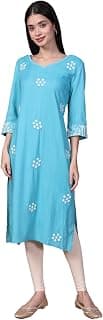 Aurelia Women's Embroidered Straight Cotton Kurta