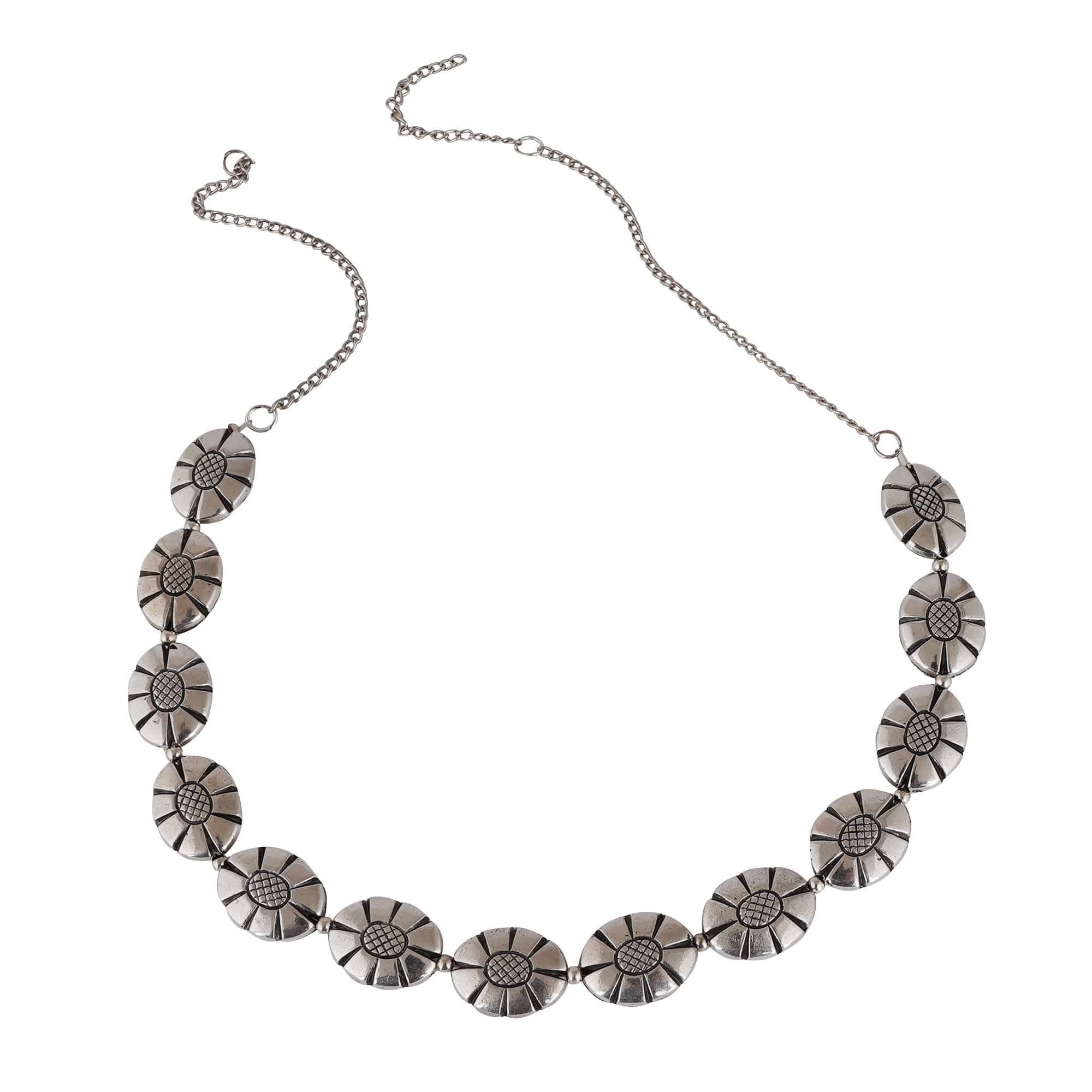 Shreyadzines Oxidized Oxidised Silver Traditional Floral Rajasthani Sheeshphool/Mathapatti Hairband for Women