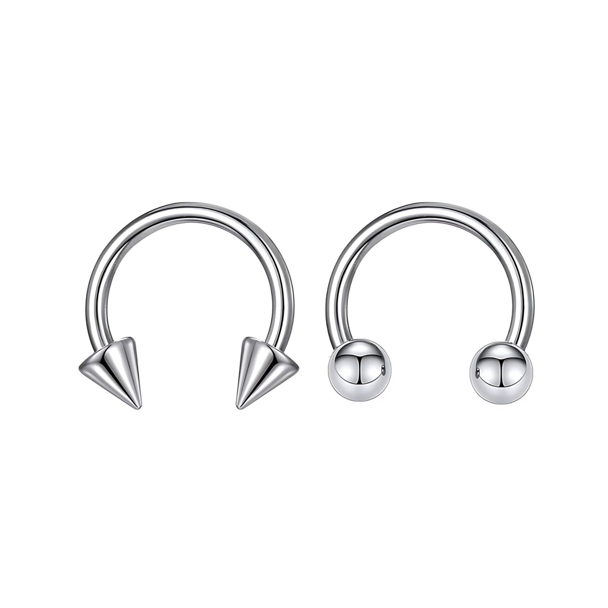 Via Mazzini No-Tarnish No-Rusting 10mm Cosmic Halos Silver Circular Barbell Belly/Septum/Nipple/Eyebrow Body Piercing for Women and Men (BB0184) 2 Pcs