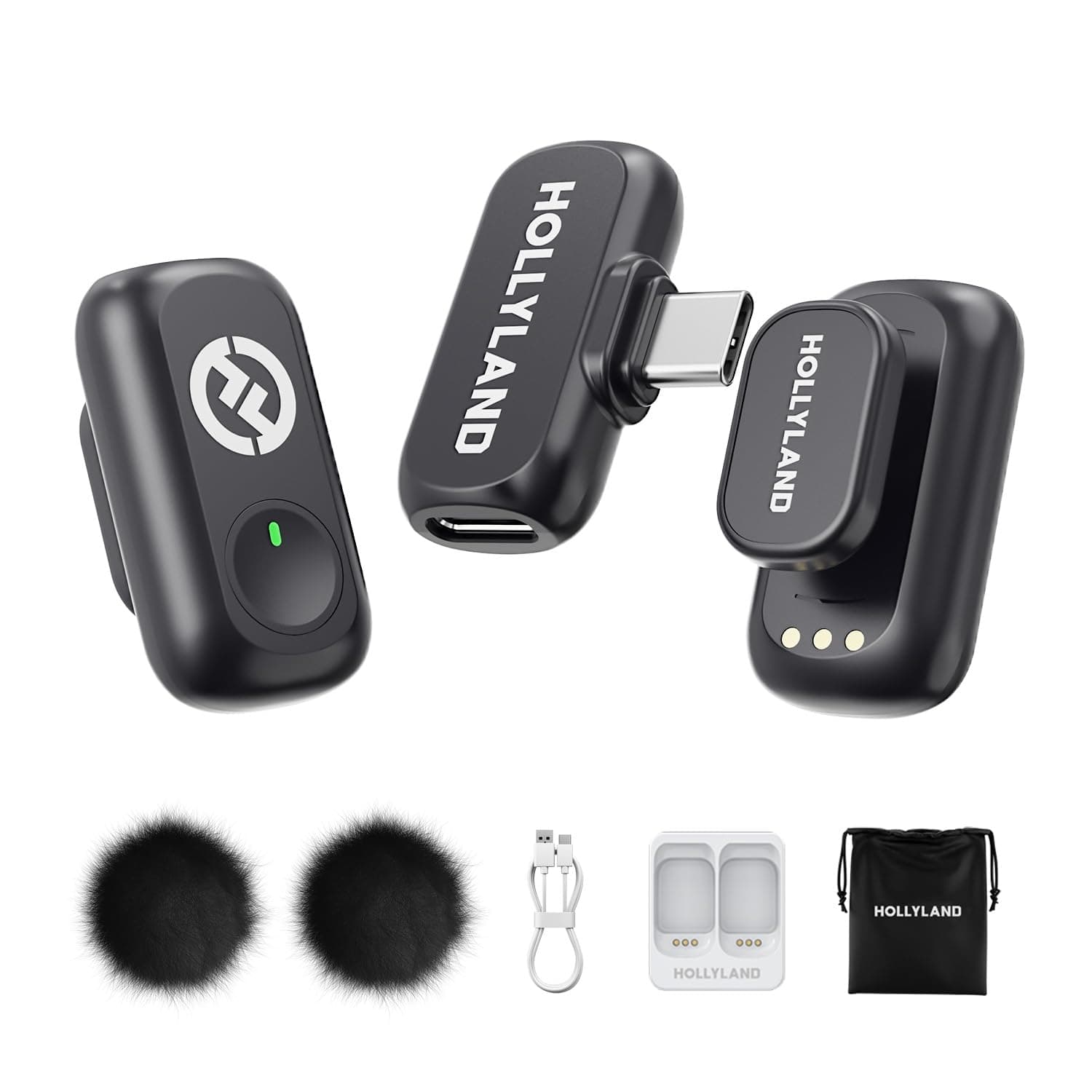 Hollyland Lark A1 Mini Duo Wireless Lavalier Microphone, 48kHz/24-bit Audio, 3-Level Noise Cancellation, 200m Range, Clip-On Mic for iPhone 15/16, Android, YouTube, Podcast & Vlog