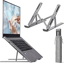 7 Angles Adjustable Aluminum Ergonomic Foldable Portable Tabletop Laptop Stand Riser Holder Compatible with HP, Dell, MacBook, Lenovo & All Other Notebook (White)