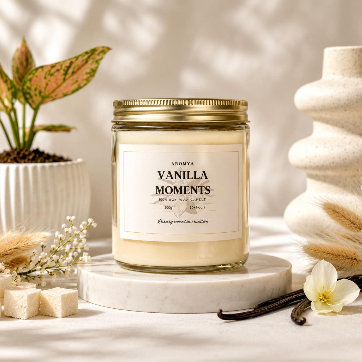 Vanilla Moments Scented Candle | 200g Soy Wax Candle | 30+ Hours Burn Time | Rich Vanilla Fragrance | Aromatherapy Candle for Relaxation, Home Décor & Gifts