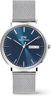 Daniel Wellington Classic Extension Analogue Watch for Man with Blue Round Dial & Silver Stainless Steel Bracelet Band Water Resistant Men's Wrist Watches - DW00100833K