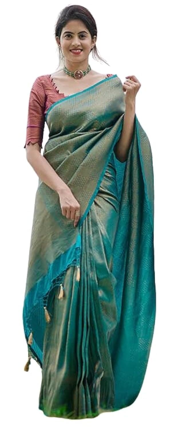 C J Enterprise Women's Pure Soft Kanjivaram Silk Sarees For Wedding Banarasi Pattu Saree With Blouse Piece (Navya-BS16-51) (Rama Green)