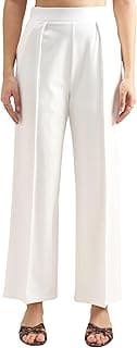 Tokyo Talkies Women's High Waisted Tailored Boot Cut Trousers with Slant Pockets