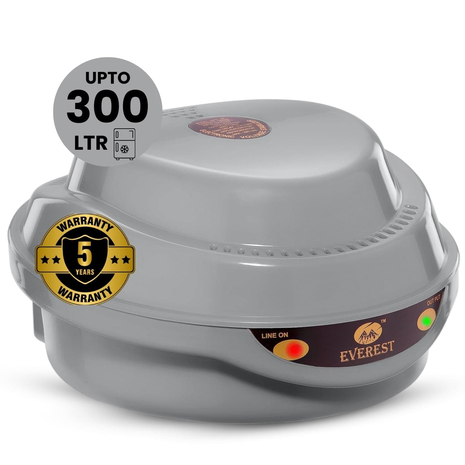 Everest ABS Body EPS 50-N Voltage Stabilizer for Refrigerator Up to 310 liters with LED Indicator | Working Range (130 V to 290 V) | Capacity: 2 A | 5 Years Warranty - Grey Colour Fridge Stabilizer