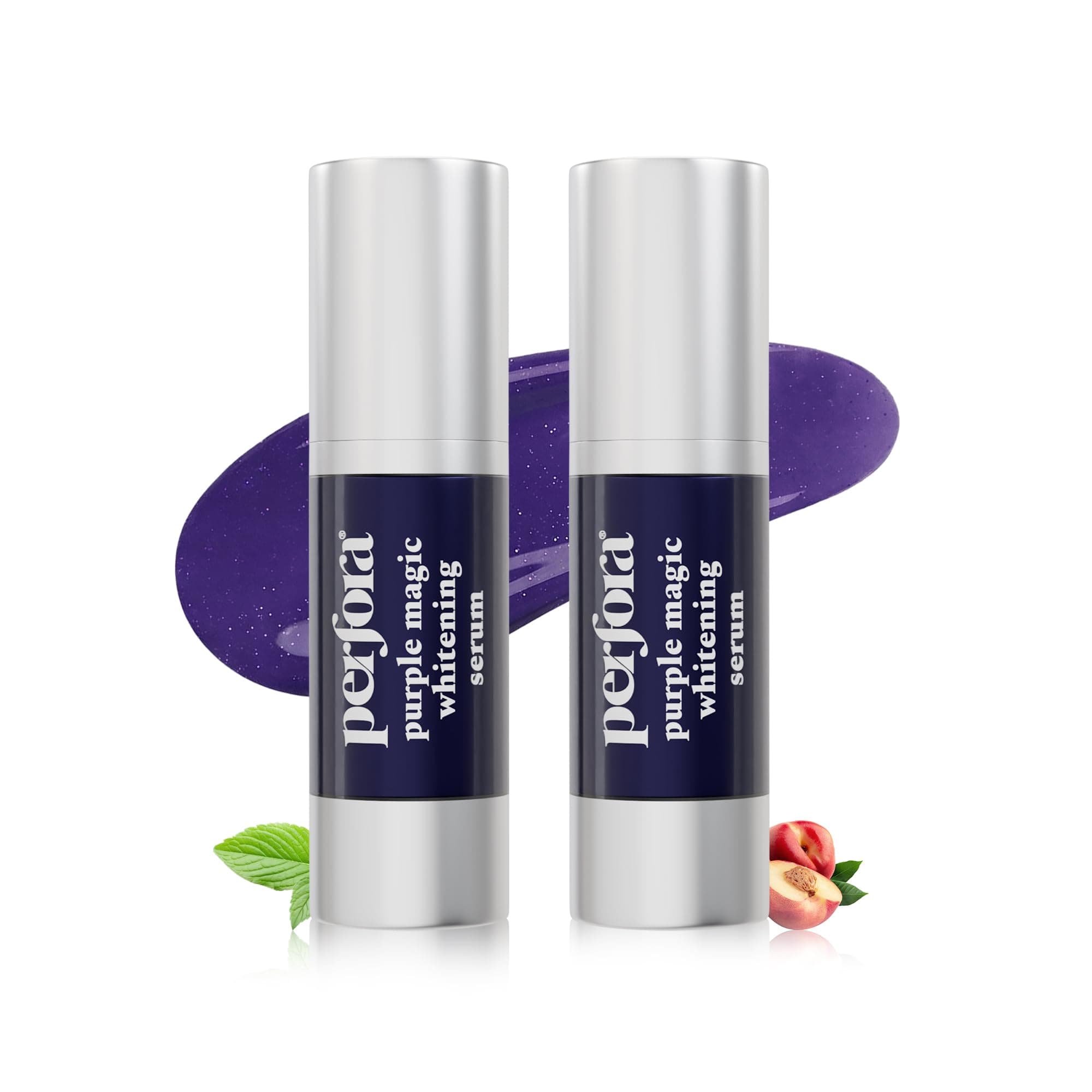 Perfora Purple Magic Whitening Serum, 60ml | Purple Toothpaste For Teeth Whitening | Tooth Stain Removal |Enamel Safe & Effective Teeth Whitener | Apple Peach,Pack Of 2