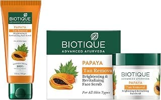 Biotique Bio Papaya Revitalizing Tan Removal Scrub, 75g And Biotique Bio Papaya Revitalizing Tan-Removal Scrub, 100 g