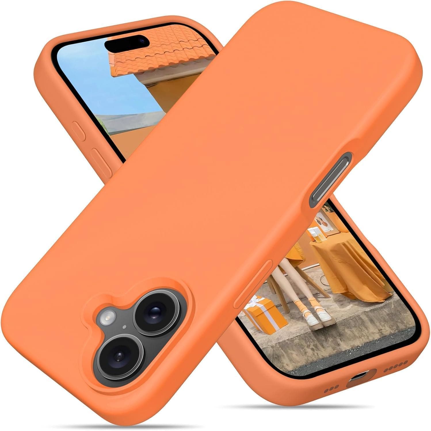 SUKOVIA Liquid Silicone Back Cover Case for iPhone 16 | Soft Microfibre Lining Inside | Full Body Protection with Shockproof & Anti-Scratch Resistance | Orange