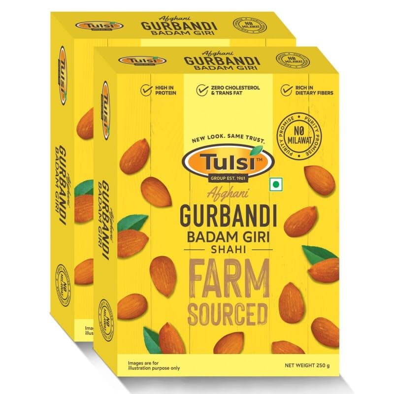 Tulsi Badam Giri Gurbandi Shahi Raw Almonds 500g (250g x 2)