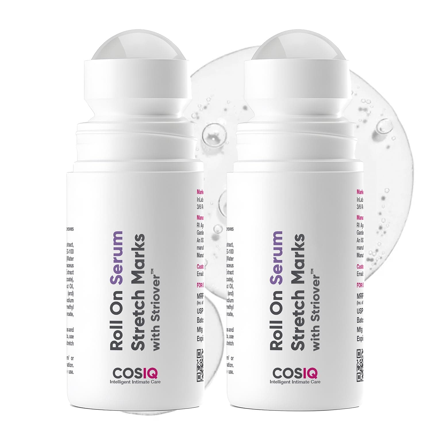 Cos-IQ Stretch Marks Roll-On Serum with Striover, 80ml | Fades Old & New Scars, Evens Skin Tone, Non-Sticky Quick-Absorbing, All Skin Types, 2-Month Supply