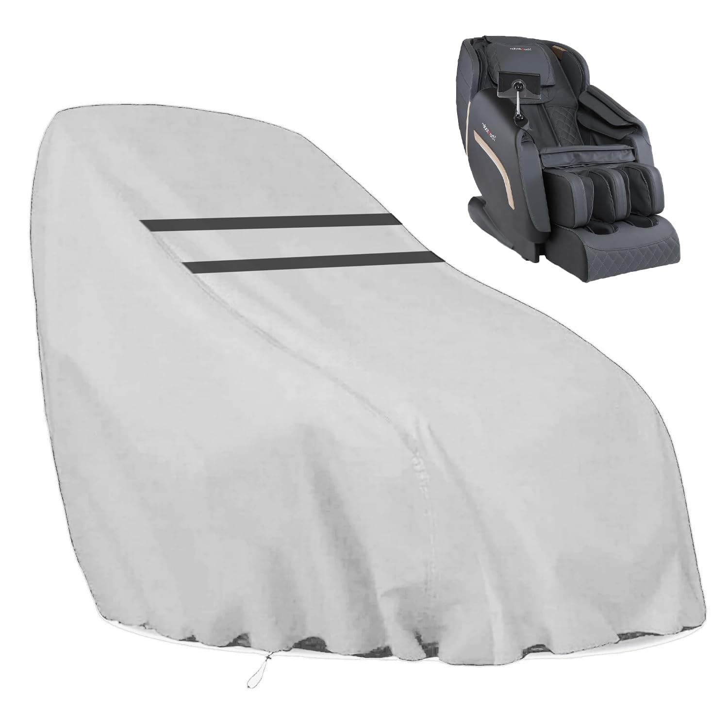 Encasify Massage Chair Cover - Full Body Protector for Massage Chair - Dustproof & Scratch-Proof for Pets, Cats & Dogs - Polyester Material (Silver)