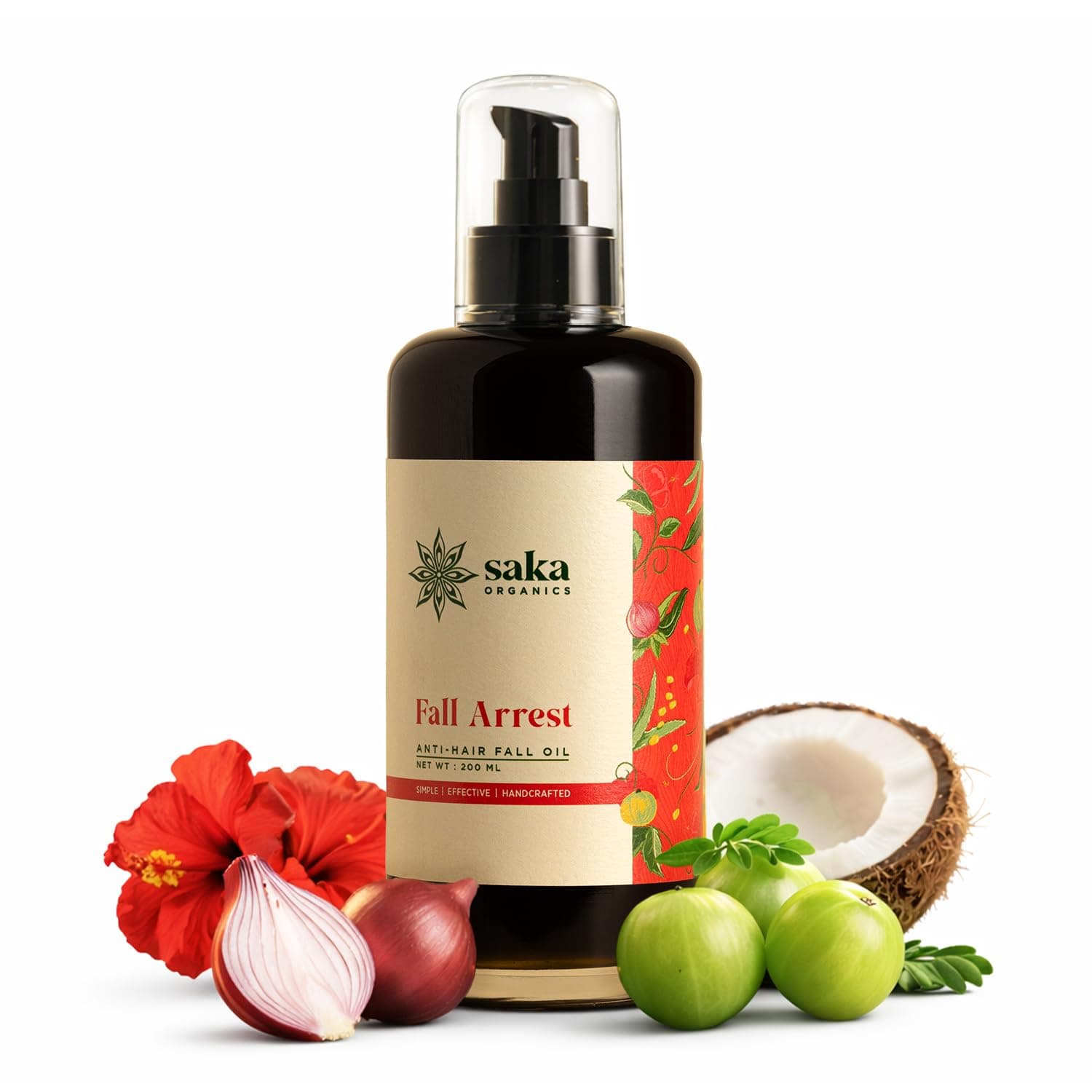 Saka Organics Anti Hair Fall Oil With Amla & Red Onion 200ML | Nourishes Scalp & Supports Healthier-Looking Hair With Regular Use |Hair Oil For Hair Growth |Hair Growth Oil For Women & Men