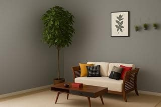 Wooden 2 Seater Sofa Set for Living Room and Office (Cream Colour Cushion,Teak Finish) 2-Person Sofa (Design 2)