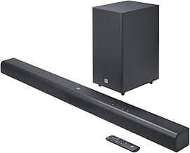 JBL Cinema SB590 Deep Bass, Dolby Atmos Soundbar with Wireless Subwoofer for Extra Deep Bass, 3.1 Channel, Center channel for superior voice clarity, HDMI eARC, Bluetooth & Optical Connectivity (440W)