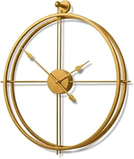 Metal Wall Clock for Hall Bedroom Living Room Stylish Latest Big Antique Decorative Gold Colour 24" inch | Wall Watch for Hall Office Room Decor (60 cm X 60 cm)
