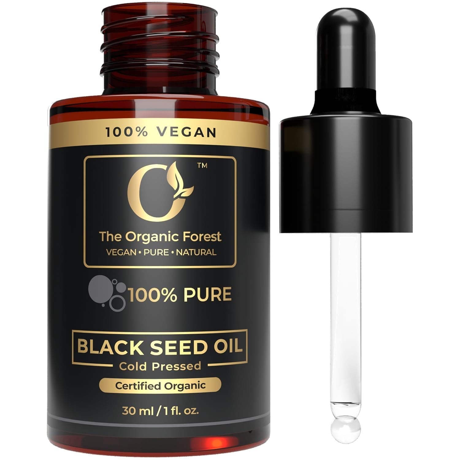 100% Plant Based Black Seed Oil for Hair Growth - Organic Cold Pressed Kalonji Oil for Skin & Hair Care | Hexane Free | Black Cumin Seed Drops for Skin moisturizer | Immune support